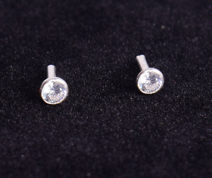 Silver Earrings | Pure 925 Silver & Pristine White Gem | Unisex Earrings - Indique
