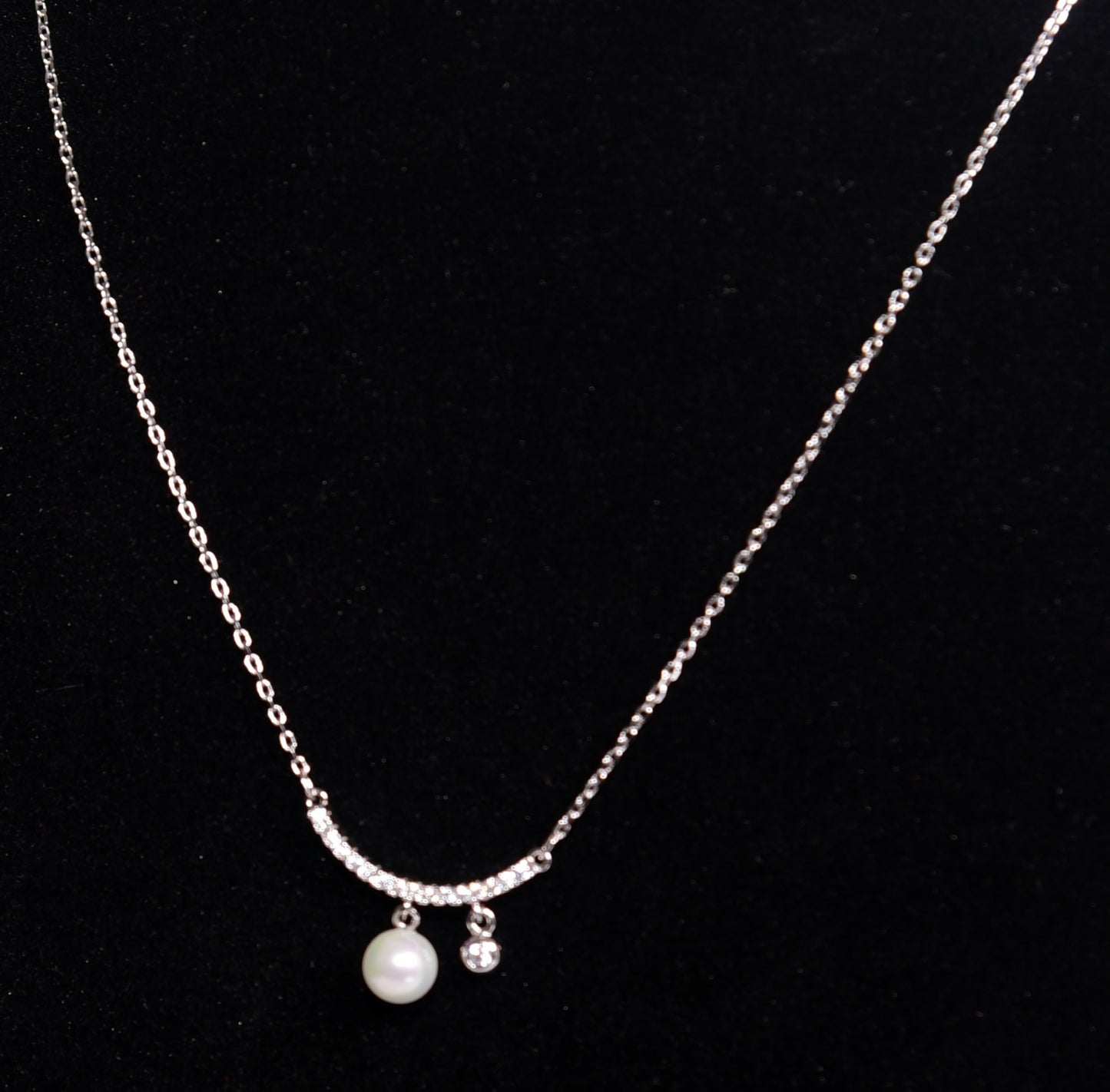 Silver Chain | Half Moon Pendant | 925 Rhodium Silver | Women's Chain - Indique