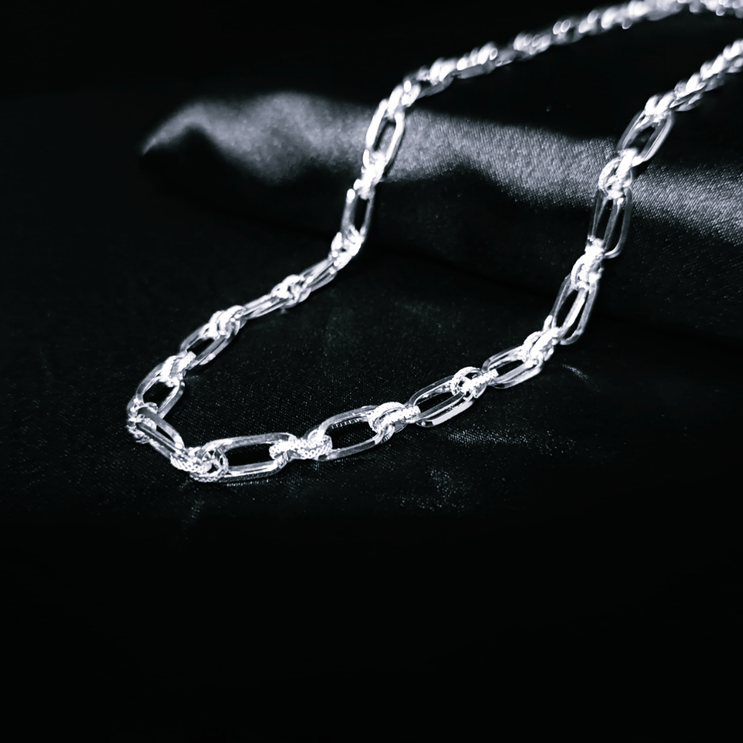 Silver Double Link Chain | 925 Silver with Rhodium Plating | Men's Chain - Indique