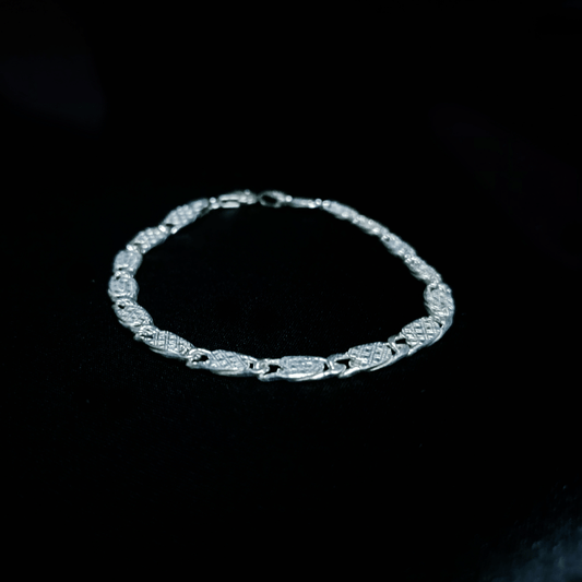 Solid Silver Band with Rhodium Plating | 925 Sterling Silver | Men's Bracelet - Indique