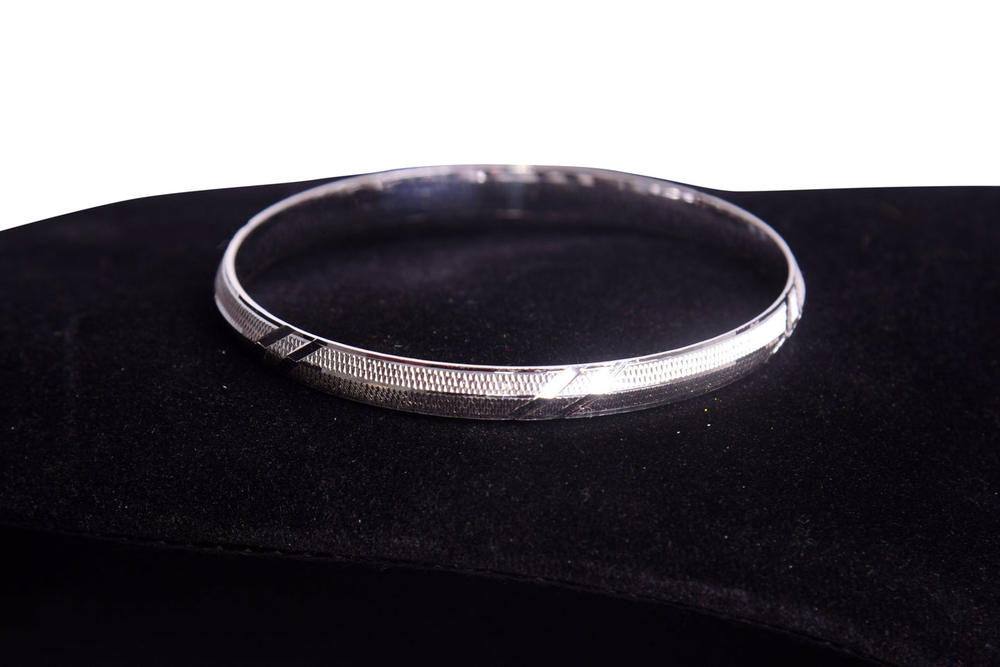 Textured Silver Kada Bracelet | 925 Rhodium-Plated Sterling Silver | Men's Wristwear - Indique