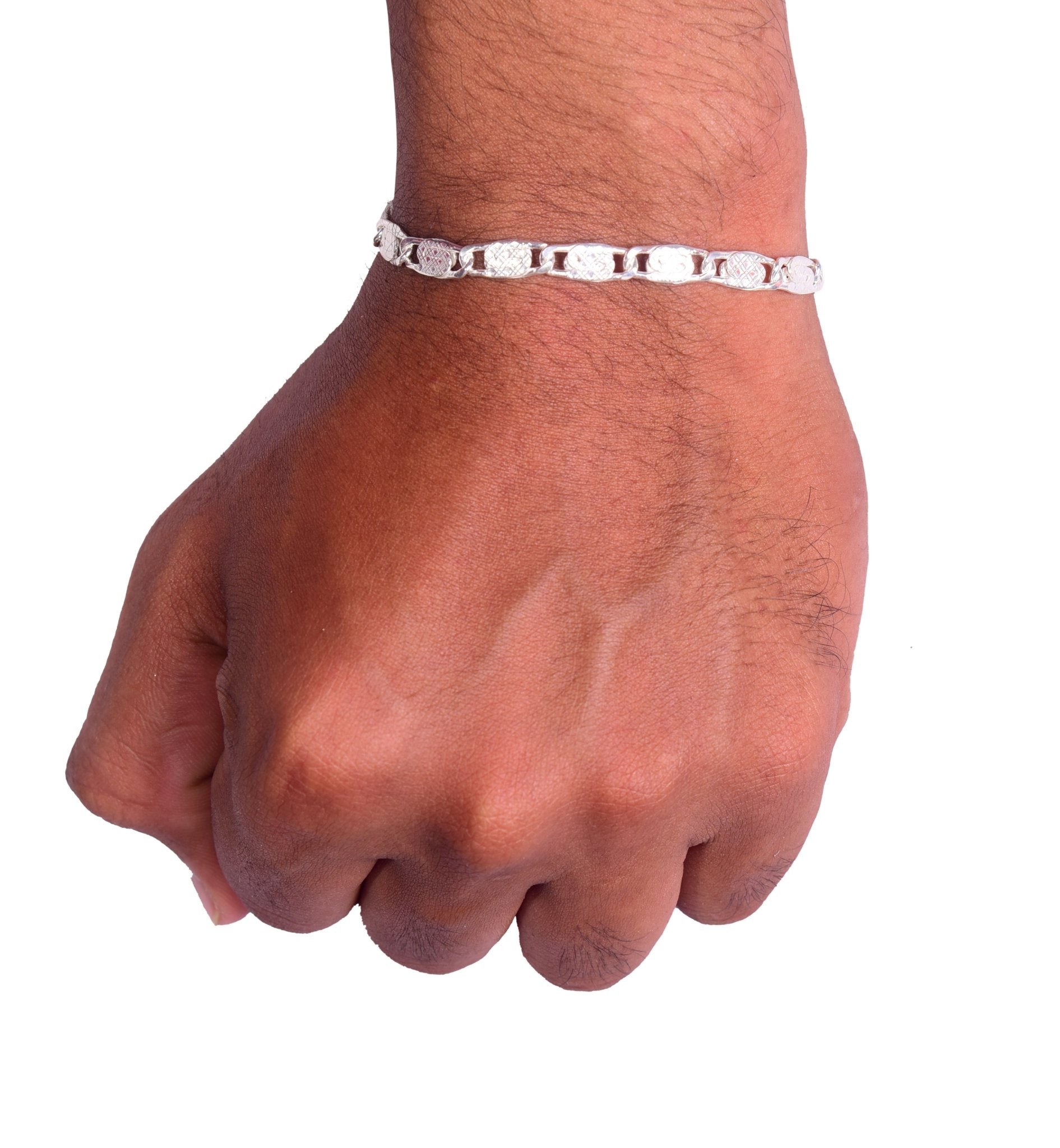 Solid Silver Band with Rhodium Plating | 925 Sterling Silver | Men's Bracelet - Indique