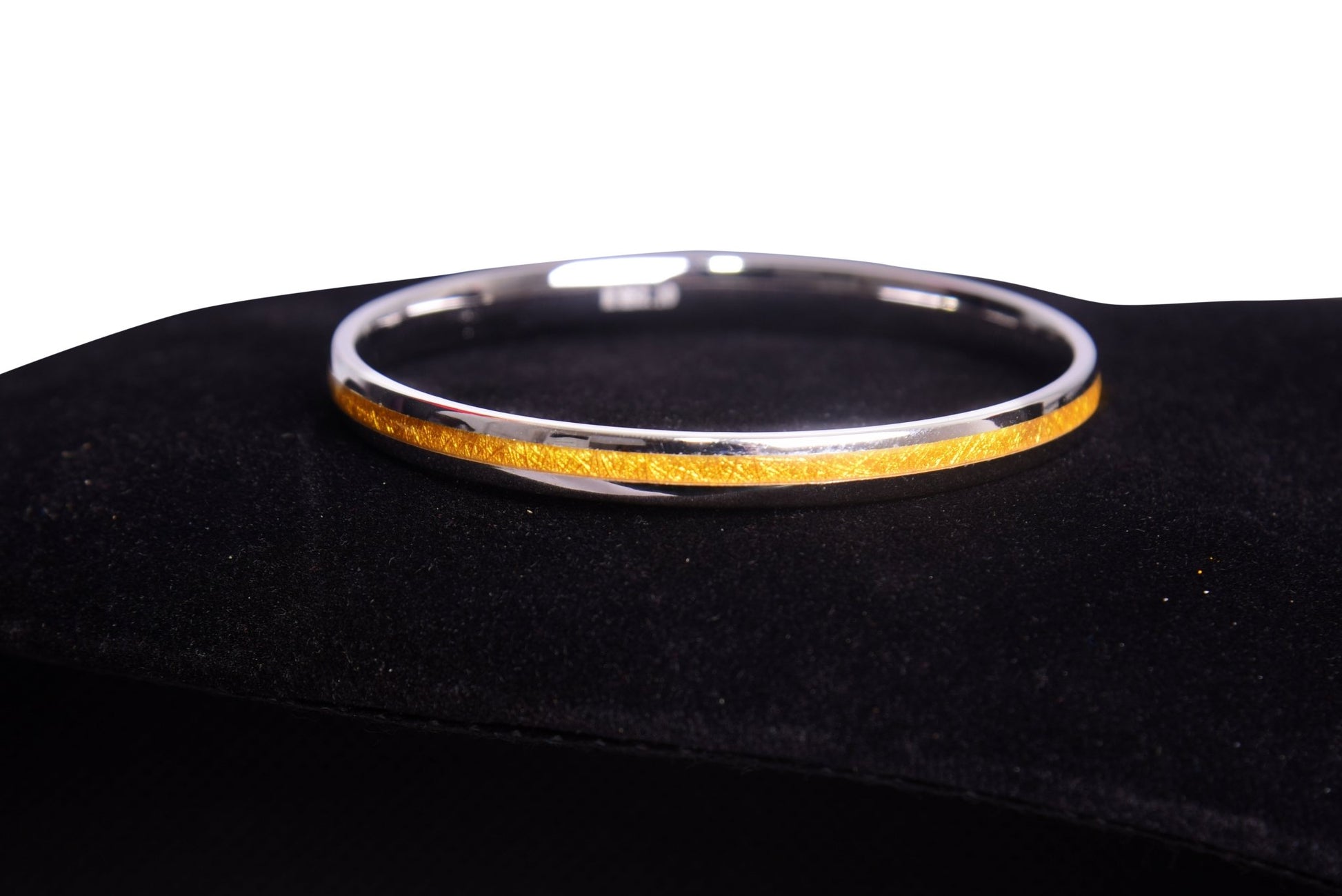 Men's Kada: Gold-Centered Plate Encircled by Sterling Silver Bracelet | 925 Rhodium-Plated Silver - Indique