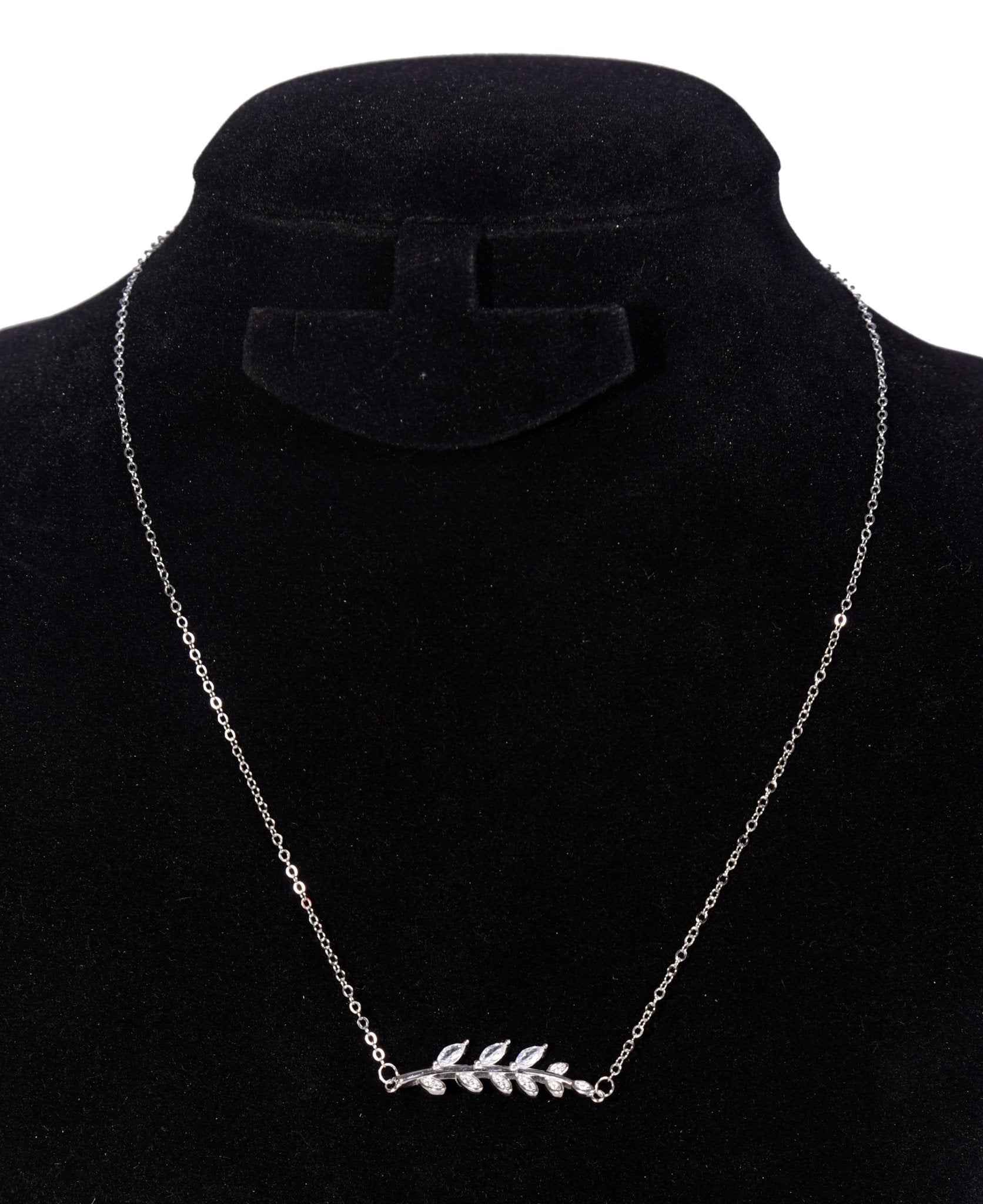 Silver Chain | Leaf Pendant | 925 Rhodium Silver | Women's Chain - Indique
