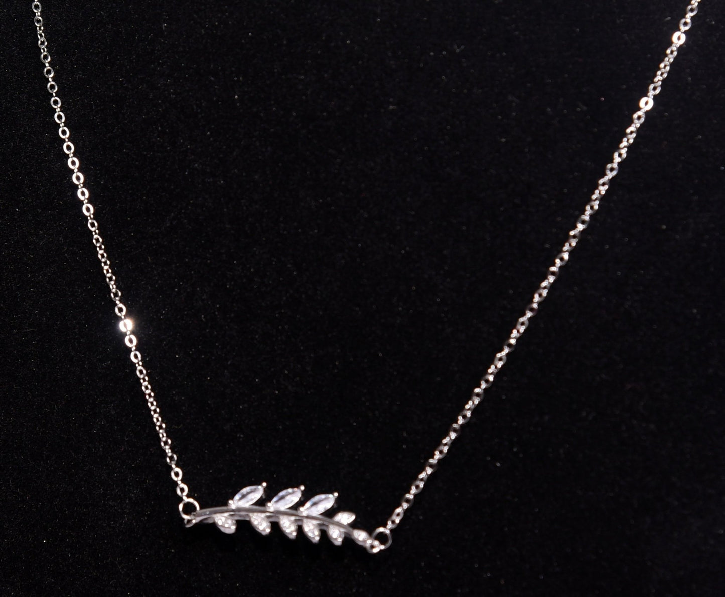Silver Chain | Leaf Pendant | 925 Rhodium Silver | Women's Chain - Indique