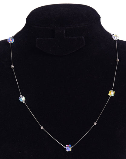 Crystal Stone Silver Chain | 925 Rhodium Plated Silver | Women's Chain - Indique