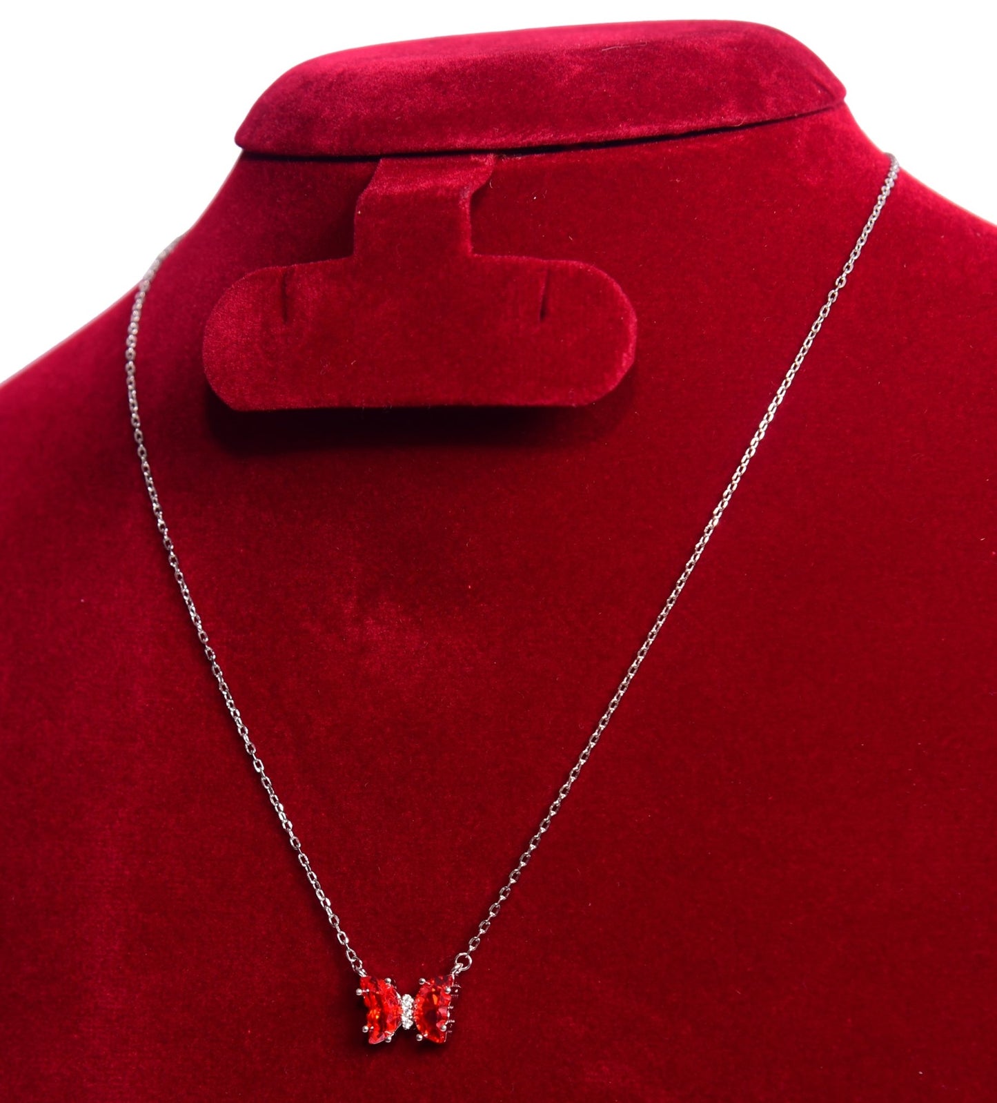 Scarlet Butterfly Pendant on Sterling Silver Chain | 925 Sterling Silver | Women's Chain - Indique