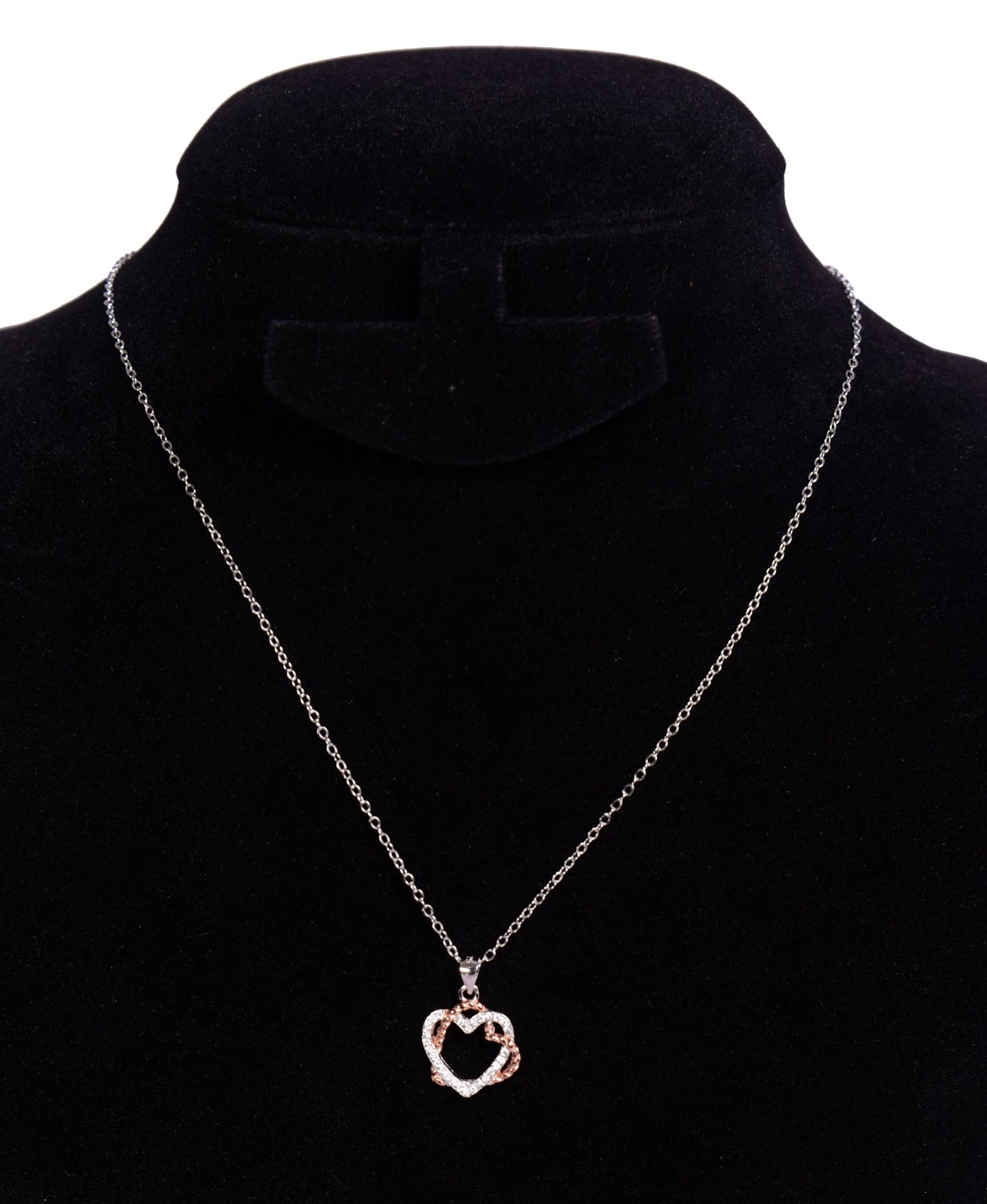 Silver Chain | Double Heart Pendant | 925 Rhodium Silver | Women's Chain - Indique