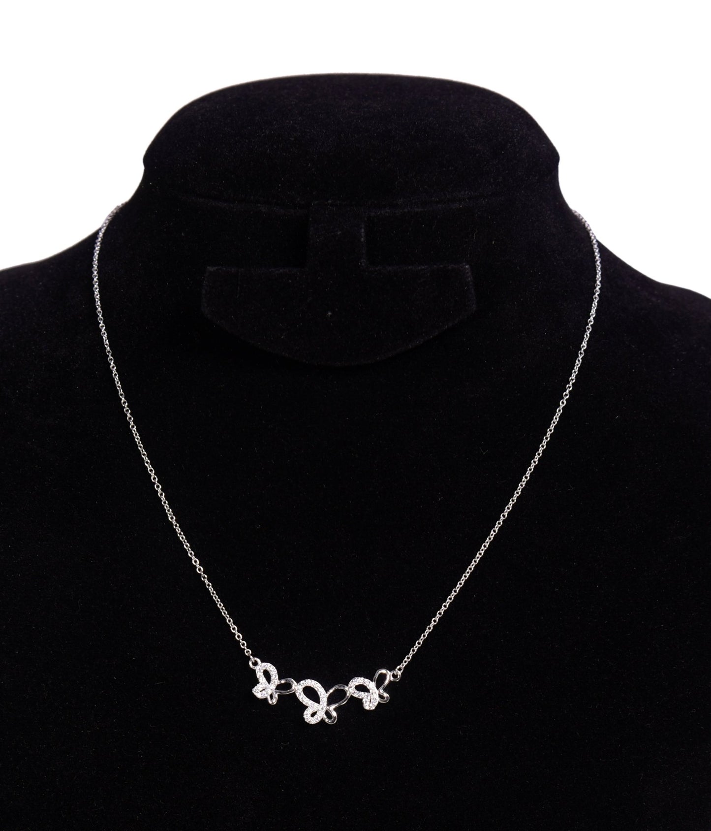 Silver Chain | Triple Butterfly Pendant | 925 Rhodium Plated Silver | Women's Chain - Indique