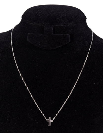 Silver Chain | Cross White Stone Pendant | 925 Premium Silver | Women's Chain - Indique