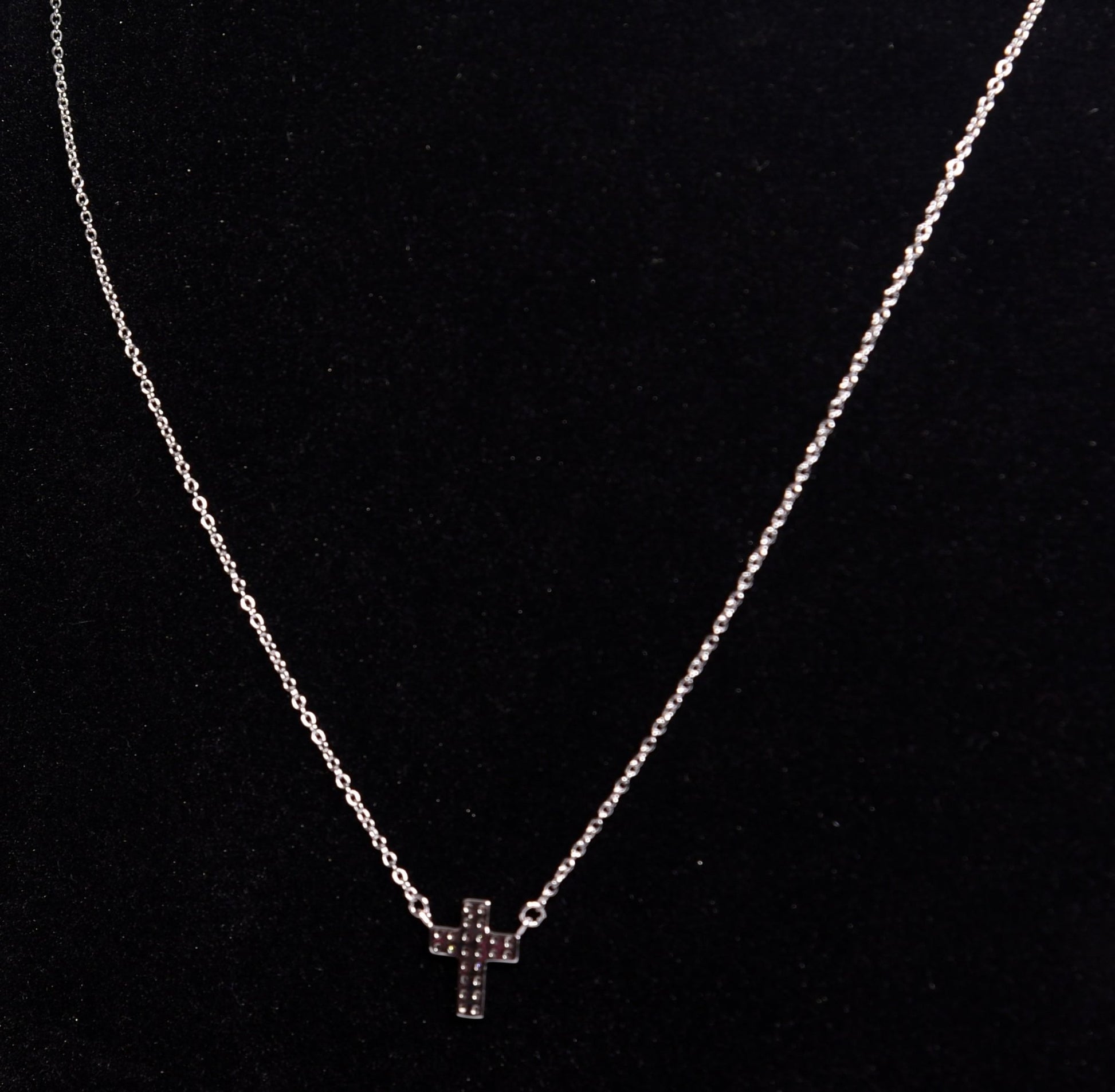 Silver Chain | Cross White Stone Pendant | 925 Premium Silver | Women's Chain - Indique
