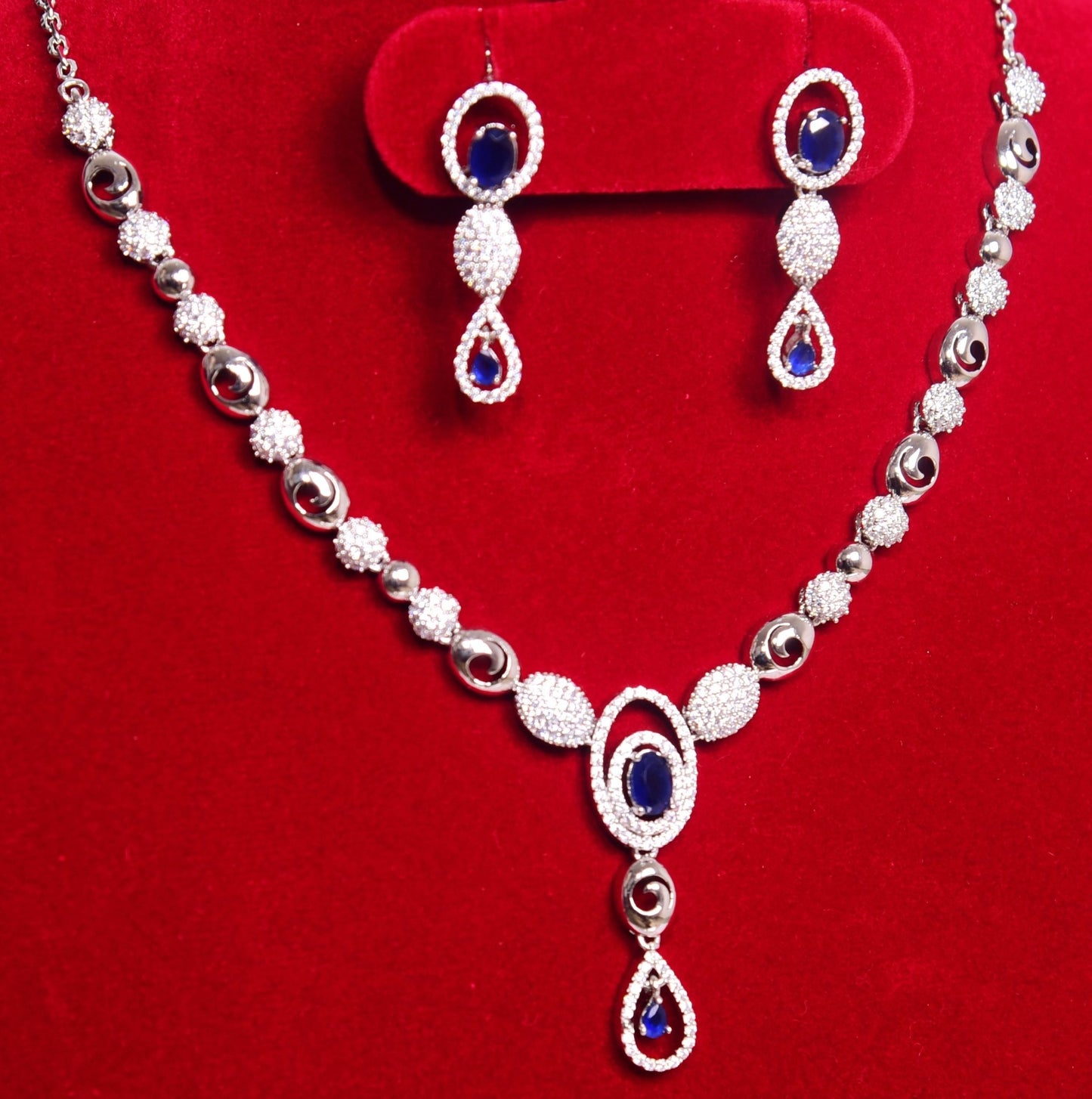 Silver Necklace | Made with pure 92.5 silver and precious imported gemstones | - Indique